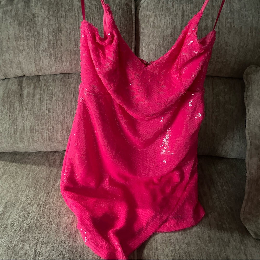 Sparkling Pink Sequin Mini Dress